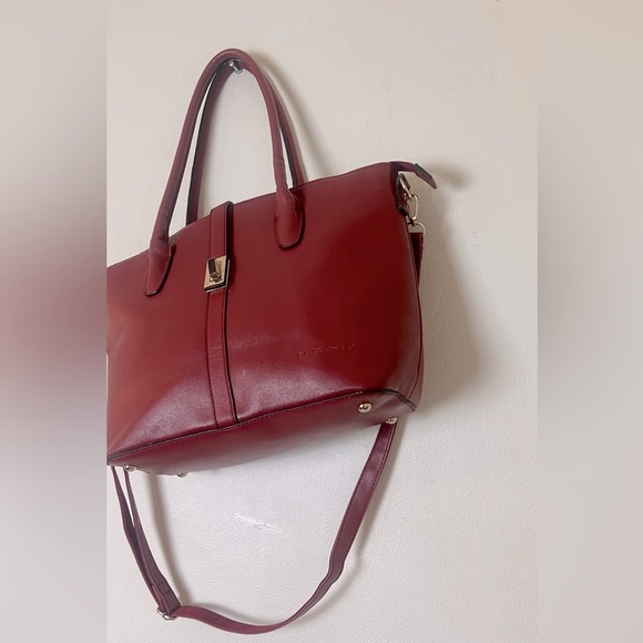 DAVID JONES PARIS LEATHER TOTE IN BURGUNDY Medium - Picture 4 of 16